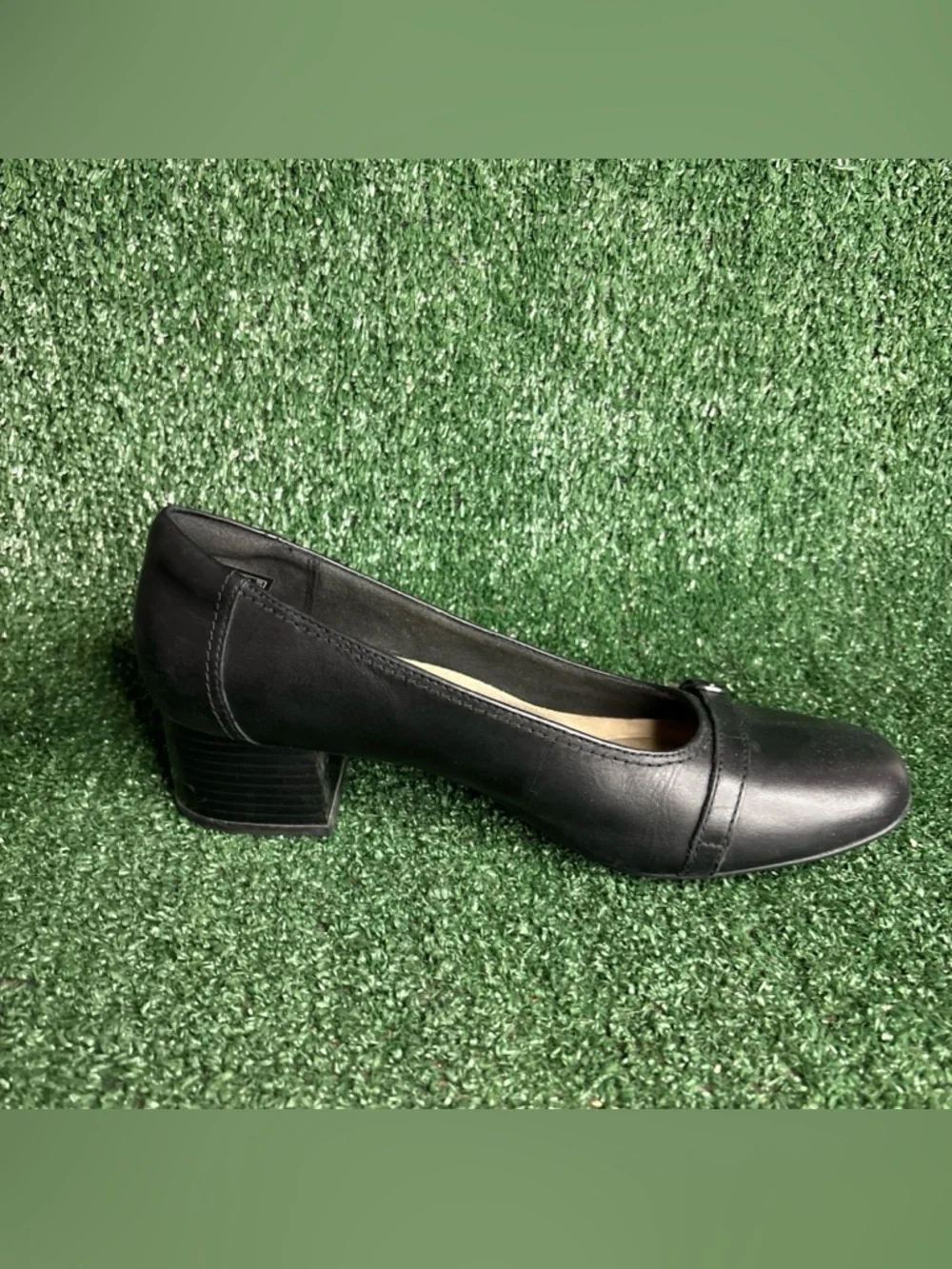 Clarks Marilyn Nora  Black Leather‎ Casual Pumps Size 10 M Heels Shoes